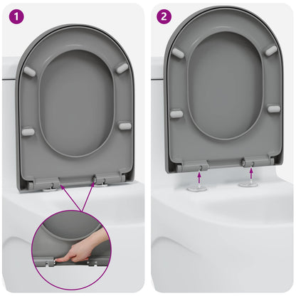 vidaXL Toilet Seat Grey 49 x 36 x 4 cm Duroplast