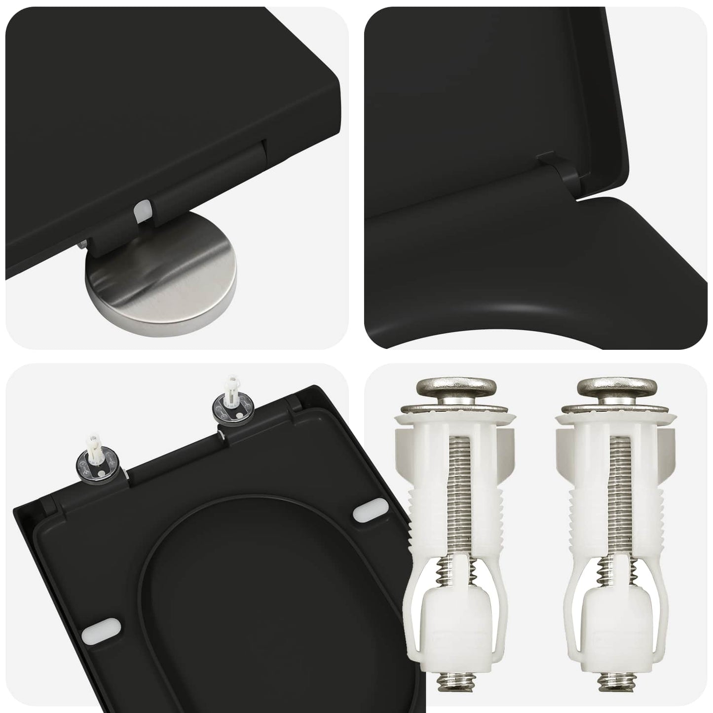 vidaXL Toilet Seat Black 49 x 36 x 4 cm Duroplast