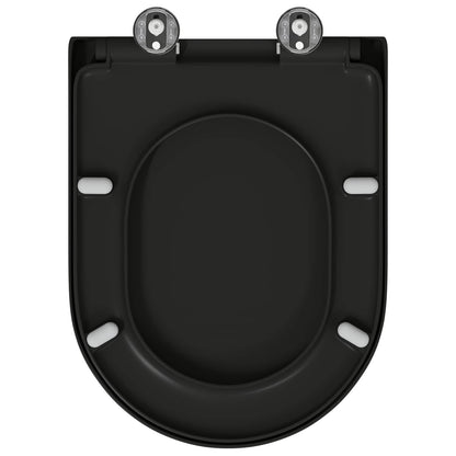 vidaXL Toilet Seat Black 49 x 36 x 4 cm Duroplast