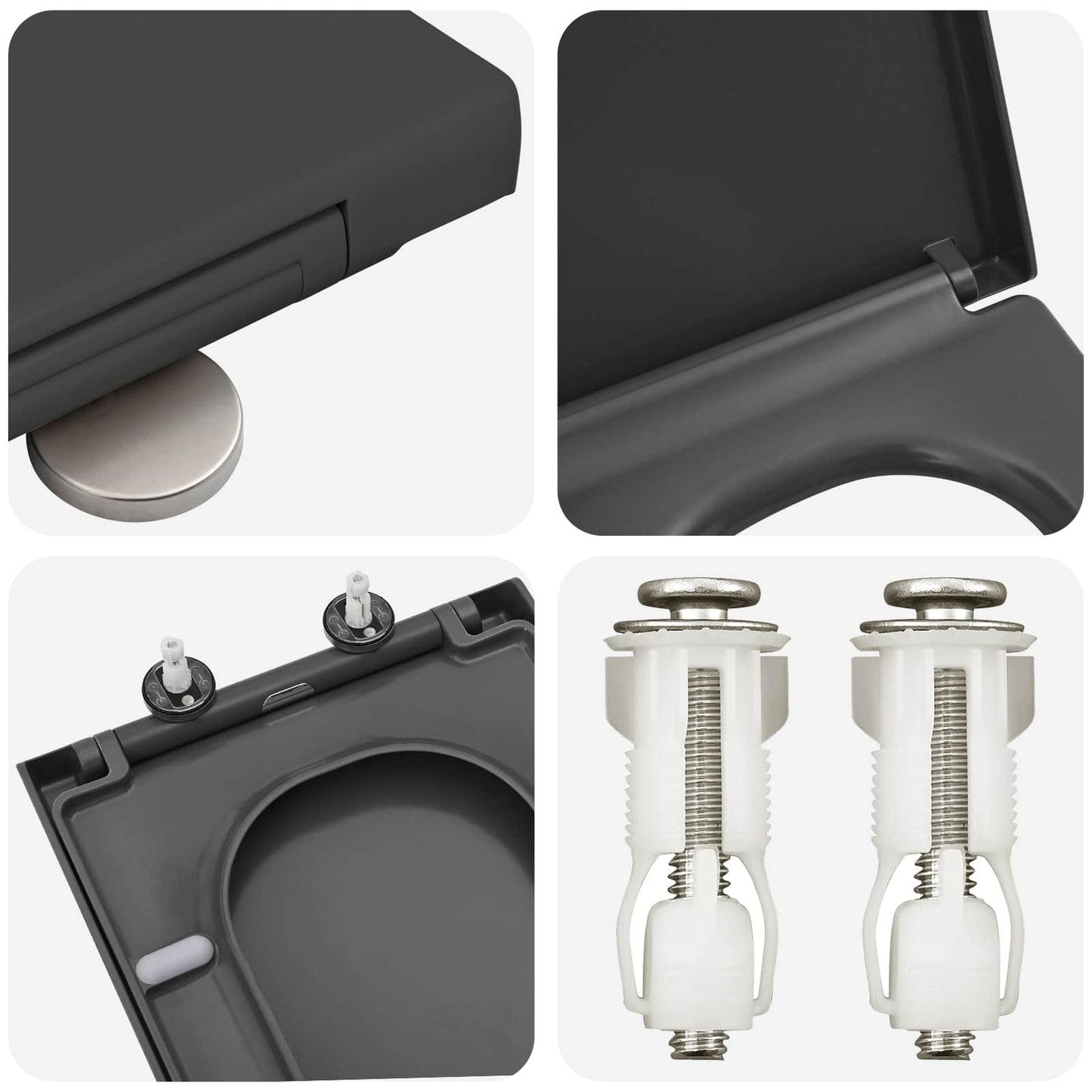 vidaXL Toilet Seat Anthracite 47.5 x 35 x 3.6 cm Duroplast