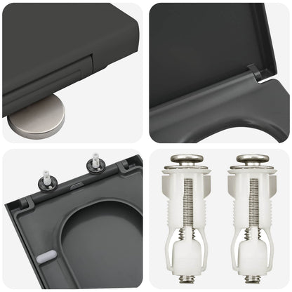 vidaXL Toilet Seat Anthracite 47.5 x 35 x 3.6 cm Duroplast