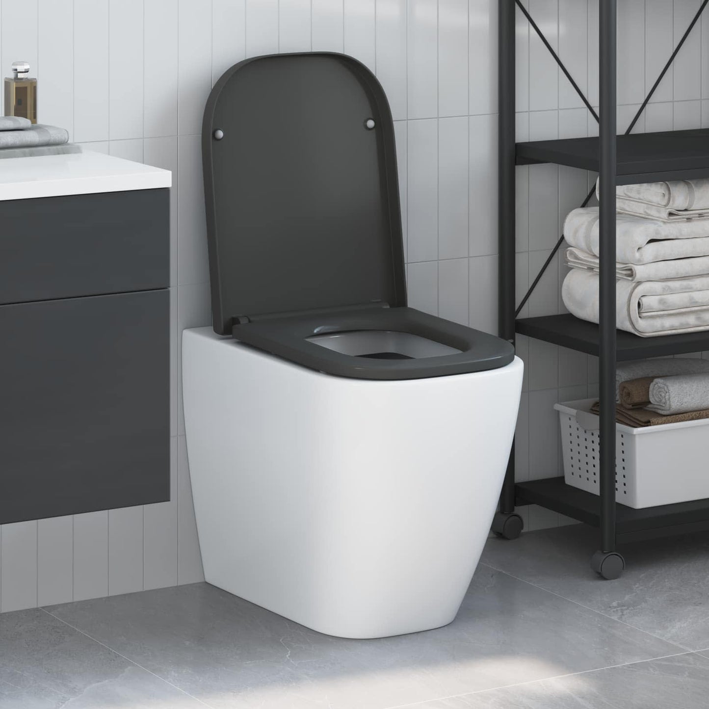 vidaXL Toilet Seat Anthracite 47.5 x 35 x 3.6 cm Duroplast
