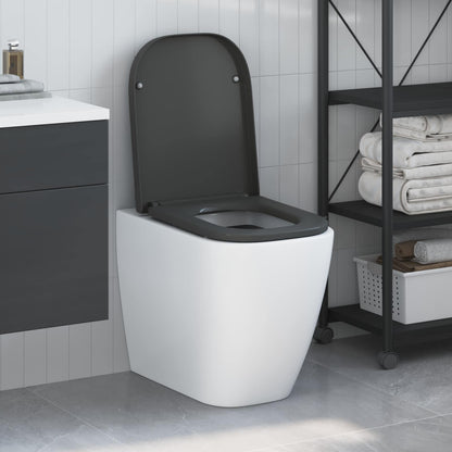 vidaXL Toilet Seat Anthracite 47.5 x 35 x 3.6 cm Duroplast