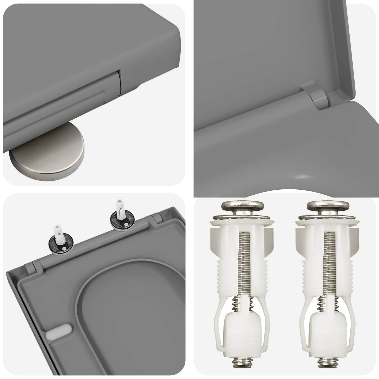 vidaXL Toilet Seat Grey 47.5 x 35 x 3.6 cm Duroplast
