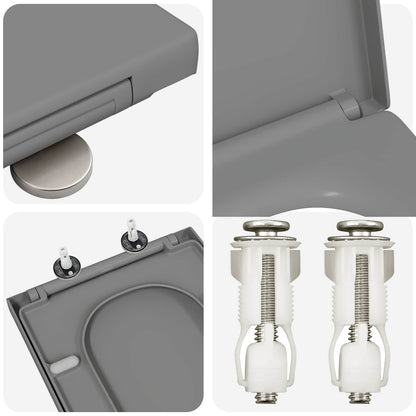 vidaXL Toilet Seat Grey 47.5 x 35 x 3.6 cm Duroplast