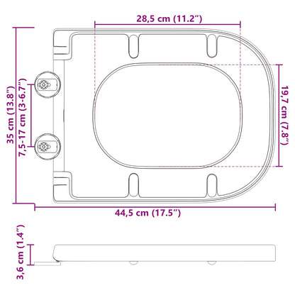 vidaXL Toilet Seat Grey 44.5 x 35 x 3.6 cm Duroplast
