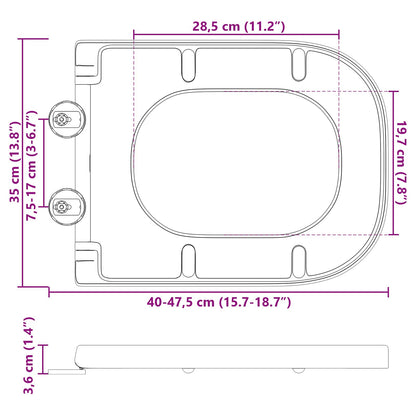 vidaXL Toilet Seat Grey 47.5 x 35 x 3.6 cm Duroplast