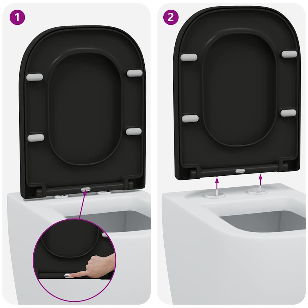 vidaXL Quick Release Toilet suitable for Seat Black 44.5 x 35 x 3.6 cm