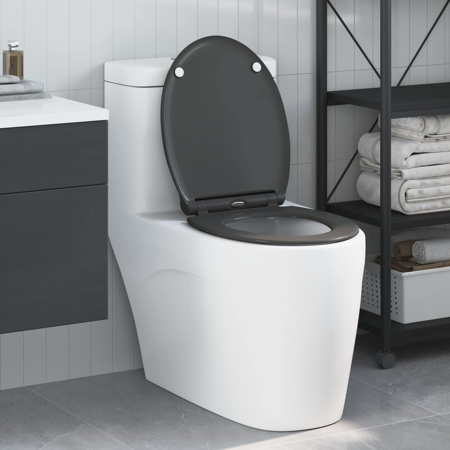 vidaXL Toilet Seat Anthracite 45.5 x 37.5 x 3.8 cm Duroplast