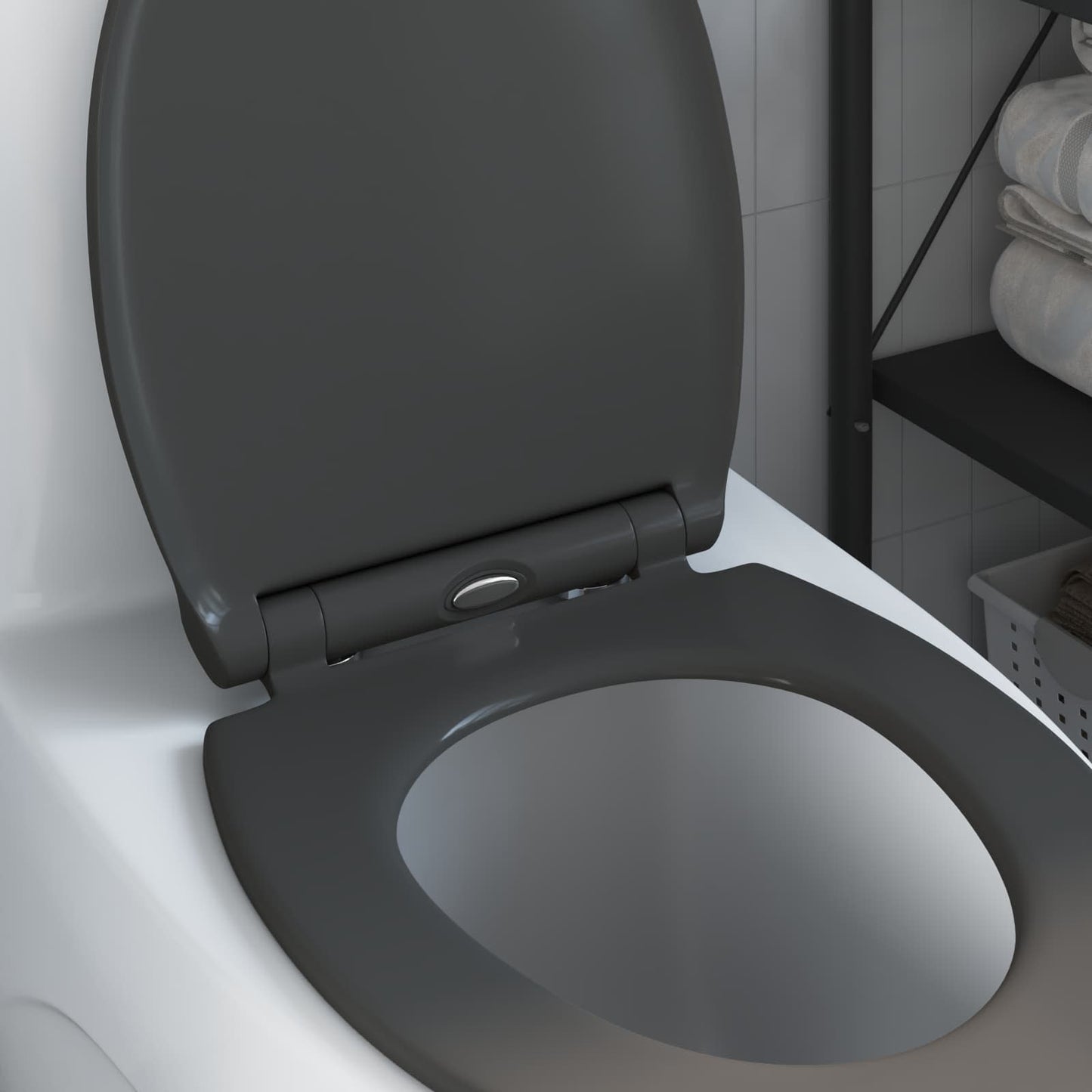 vidaXL Toilet Seat Anthracite 45.5 x 37.5 x 3.8 cm Duroplast
