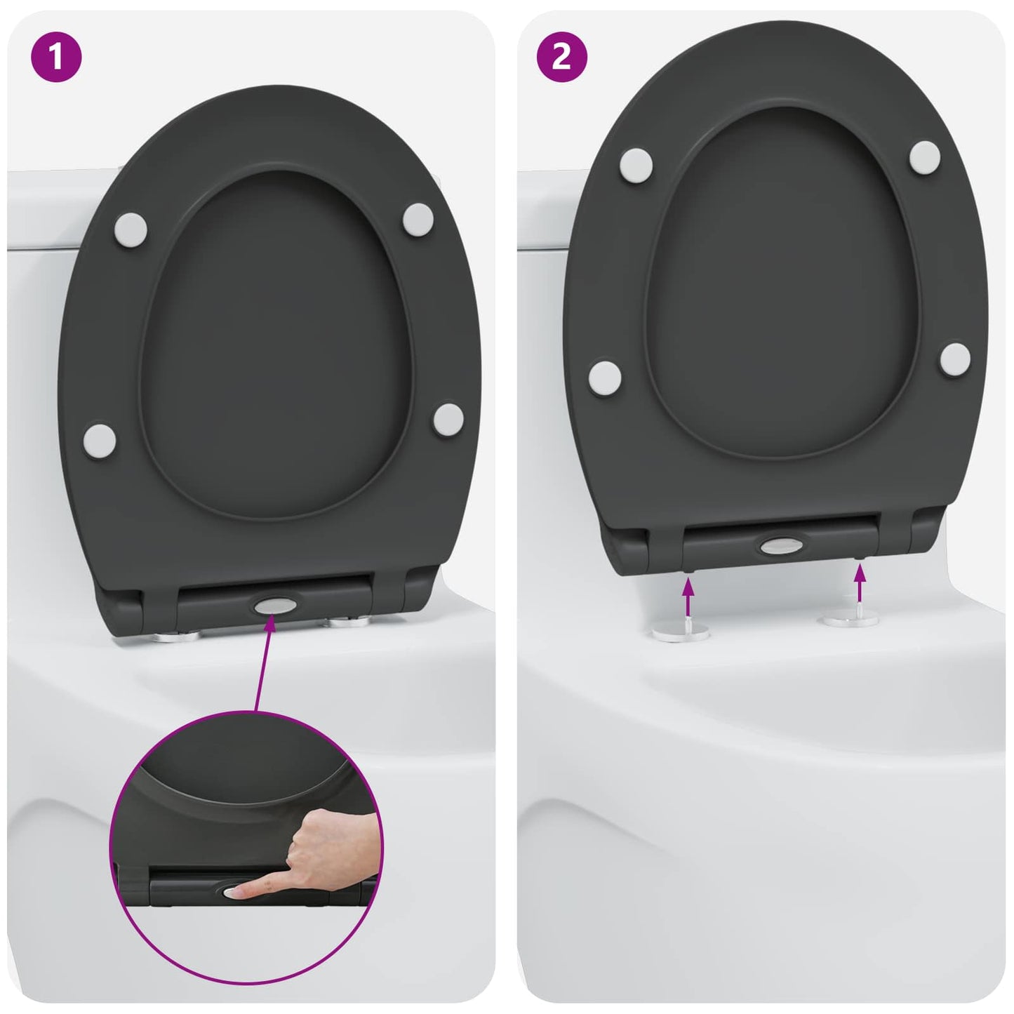 vidaXL Toilet Seat Anthracite 45.5 x 37.5 x 3.8 cm Duroplast