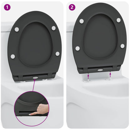 vidaXL Toilet Seat Anthracite 45.5 x 37.5 x 3.8 cm Duroplast