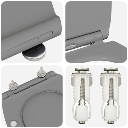 vidaXL Toilet Seat Grey 45.5 x 37.5 x 3.8 cm Duroplast