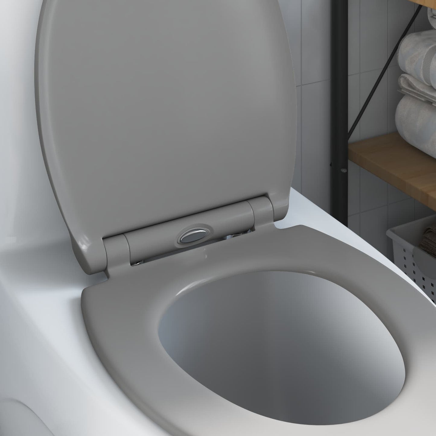 vidaXL Toilet Seat Grey 45.5 x 37.5 x 3.8 cm Duroplast