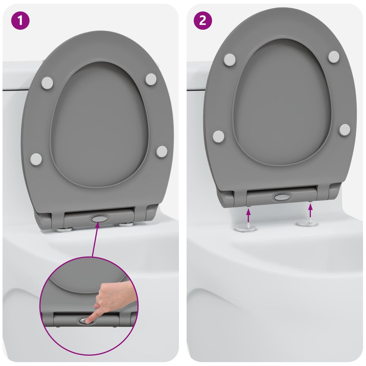 vidaXL Toilet Seat Grey 45.5 x 37.5 x 3.8 cm Duroplast