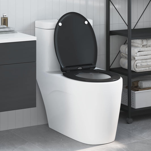 vidaXL Toilet Seat Black 45.5 x 37.5 x 3.8 cm Duroplast