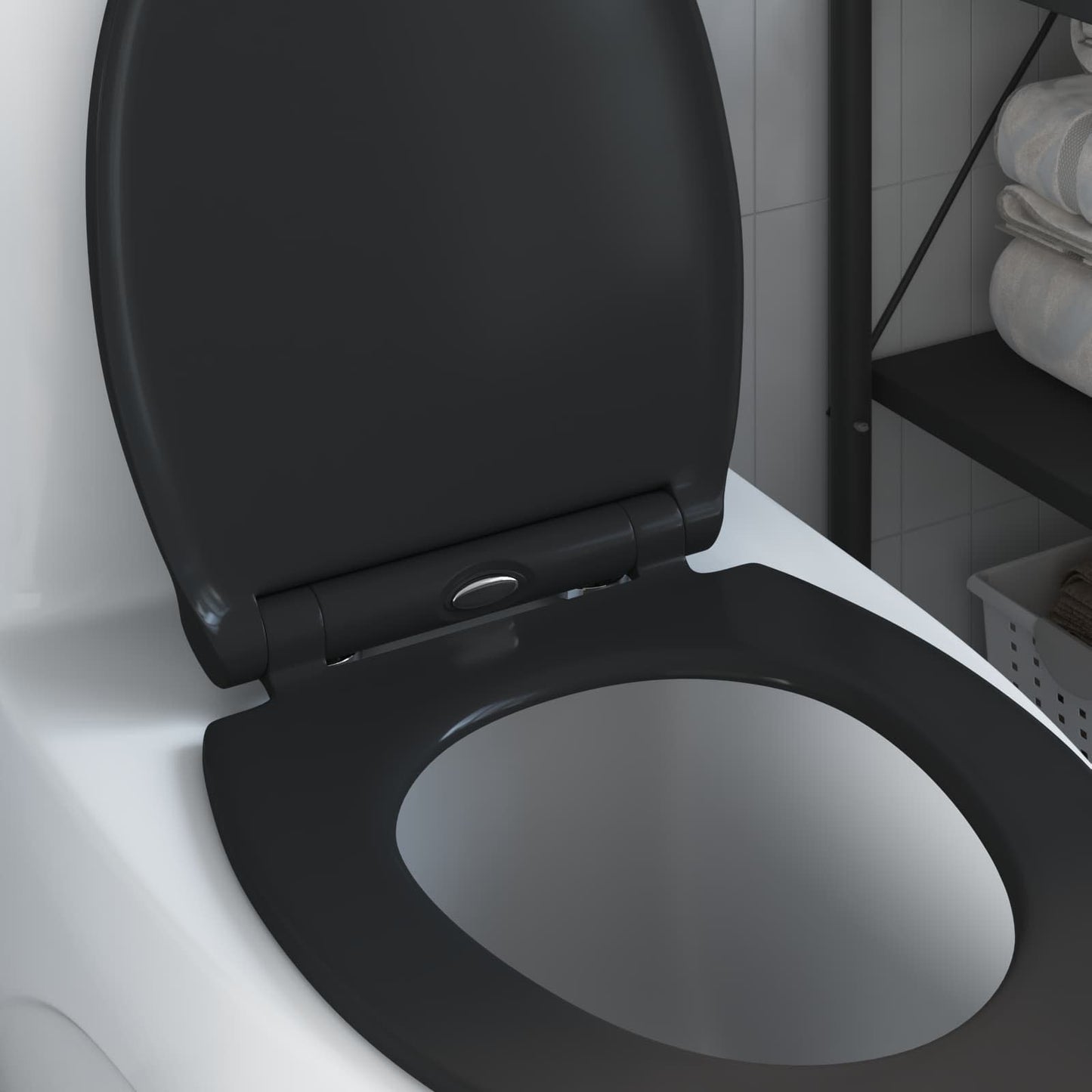 vidaXL Toilet Seat Black 45.5 x 37.5 x 3.8 cm Duroplast