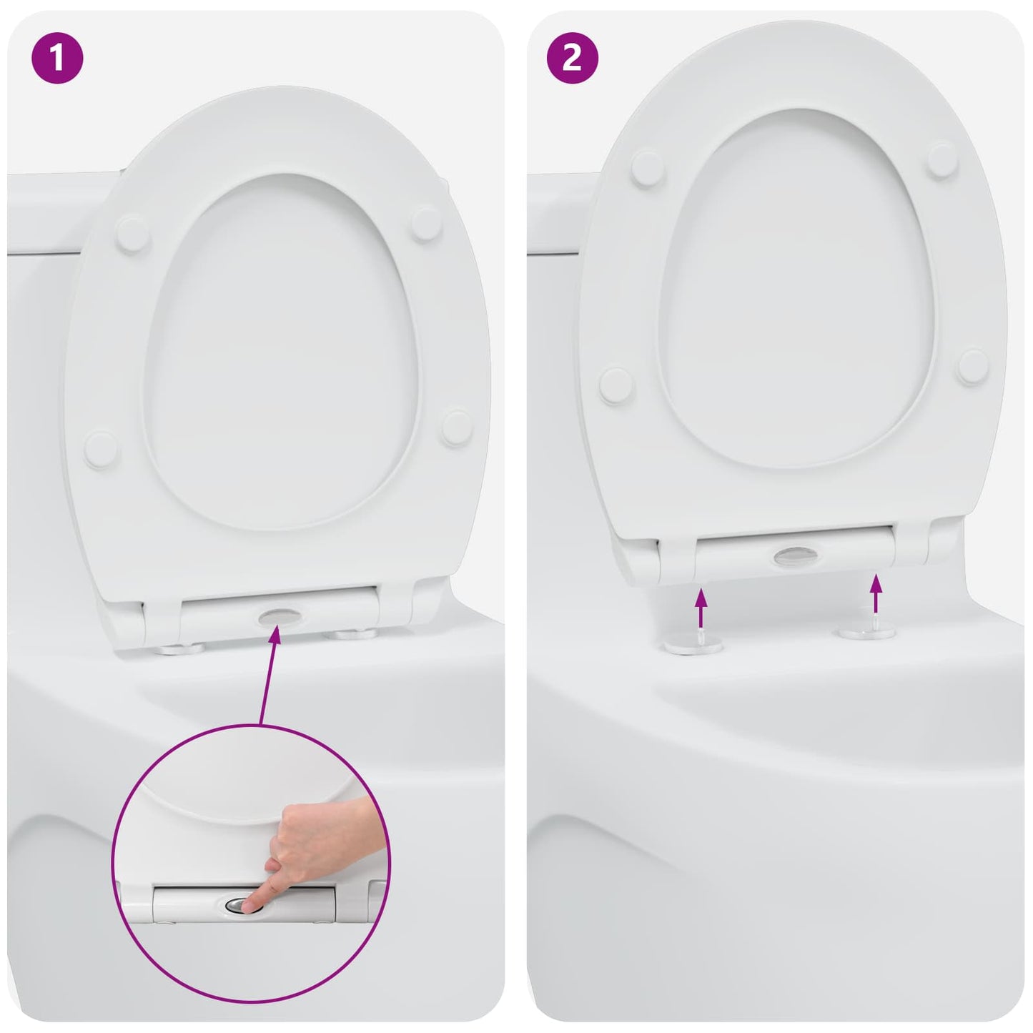 vidaXL Toilet Seat White 45.5 x 37.5 x 3.8 cm Duroplast
