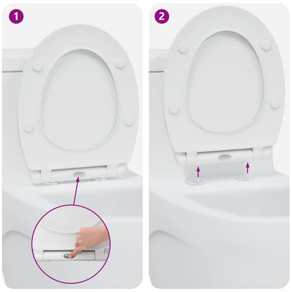 vidaXL Toilet Seat White 45.5 x 37.5 x 3.8 cm Duroplast
