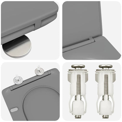 vidaXL Toilet Seat Grey 47 x 36 x 3.4 cm Duroplast