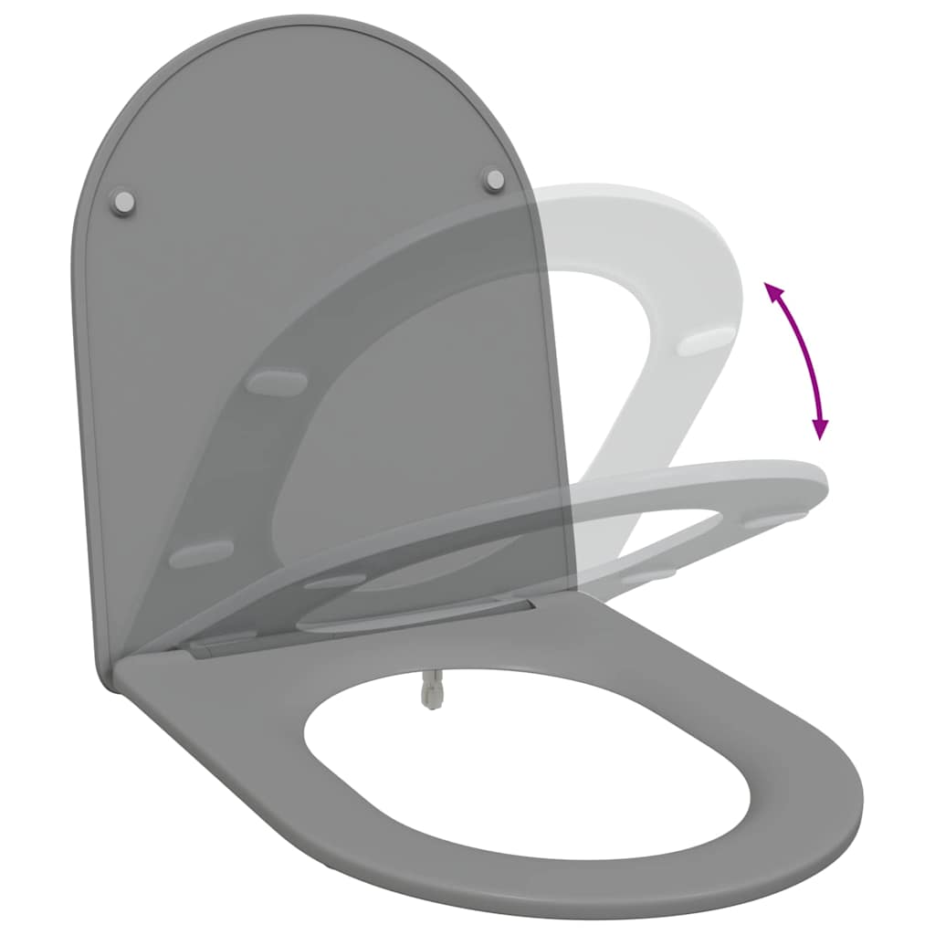 vidaXL Toilet Seat Grey 47 x 36 x 3.4 cm Duroplast