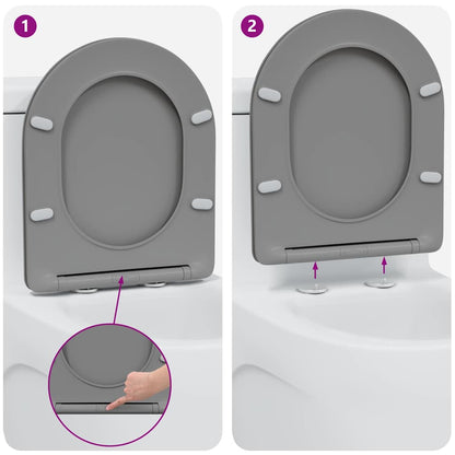vidaXL Toilet Seat Grey 47 x 36 x 3.4 cm Duroplast