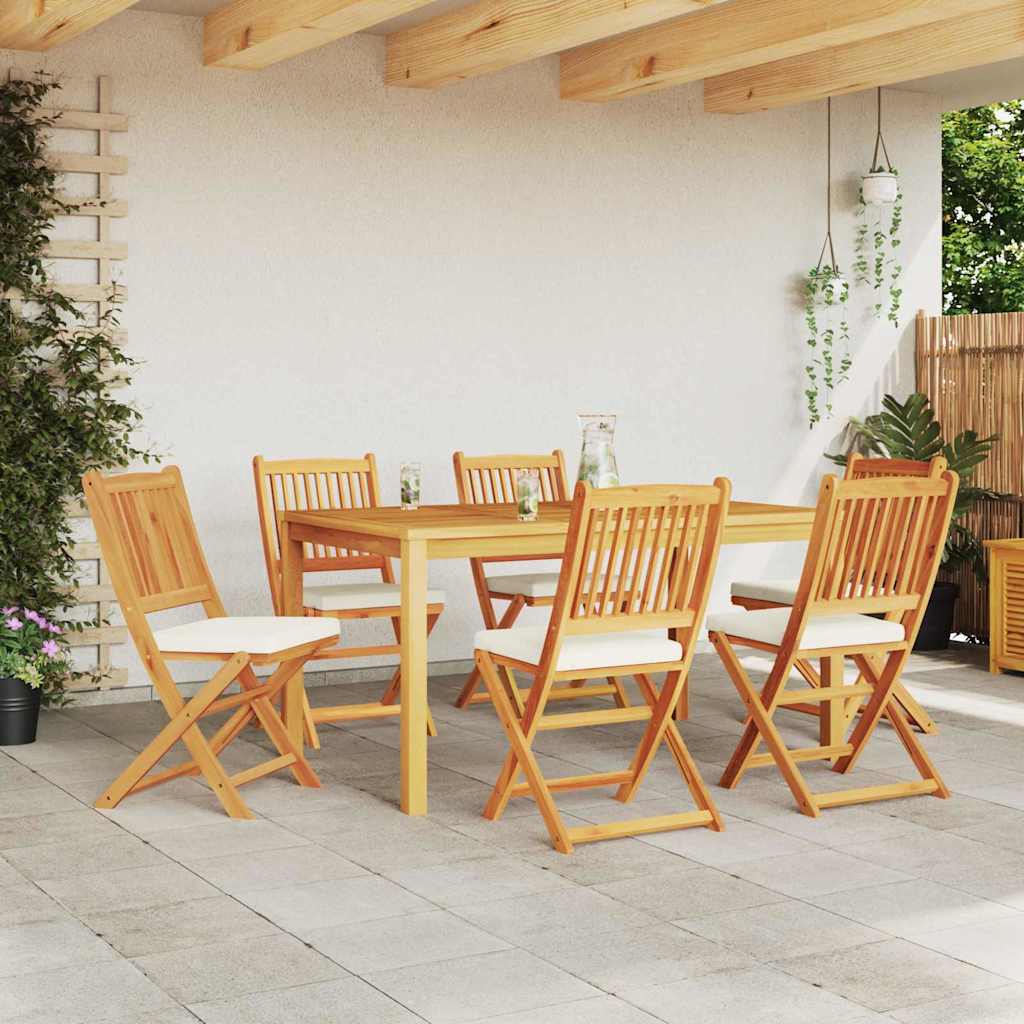 vidaXL Folding Chair 6 pcs White 49 x 57.5 x 92cm Solid Acacia wood