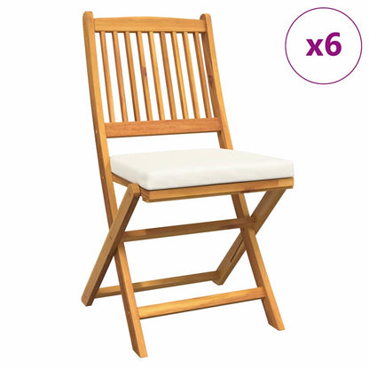 vidaXL Folding Chair 6 pcs White 49 x 57.5 x 92cm Solid Acacia wood