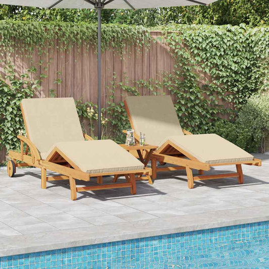 vidaXL Sun Lounger 2 pcs Solid Acacia Wood Beige
