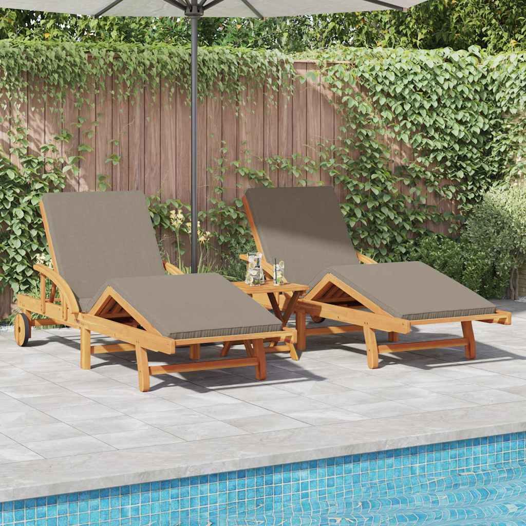 vidaXL Sun Lounger 2 pcs Taupe 200 x 67 x 84 cm Solid Acacia Wood