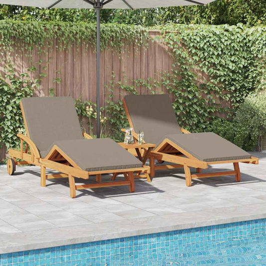 vidaXL Sun Lounger 2 pcs Solid Acacia Wood Taupe