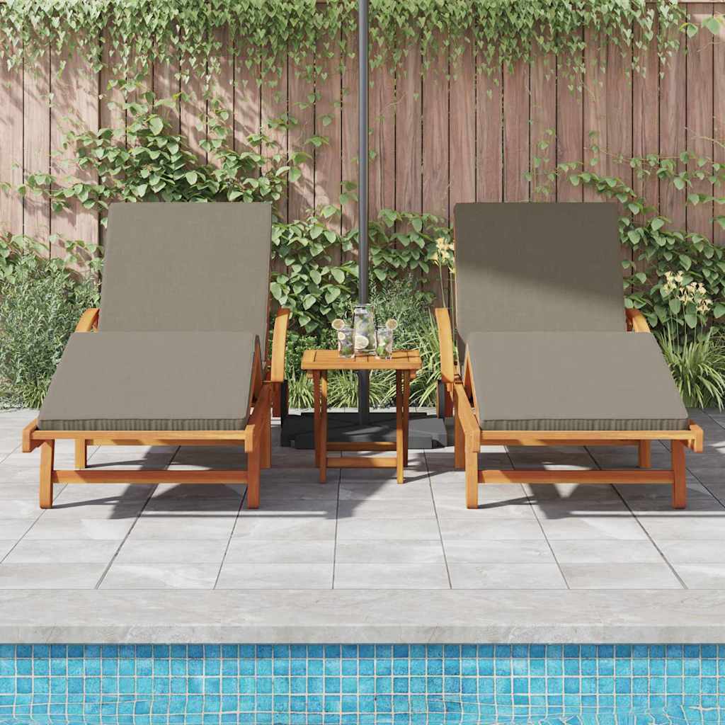 vidaXL Sun Lounger 2 pcs Taupe 200 x 67 x 84 cm Solid Acacia Wood