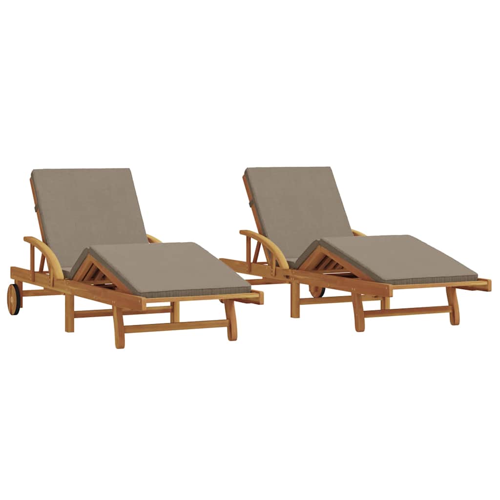 vidaXL Sun Lounger 2 pcs Taupe 200 x 67 x 84 cm Solid Acacia Wood