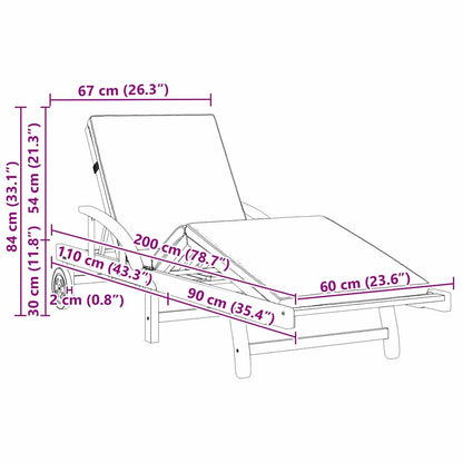 vidaXL Sun Lounger 2 pcs Taupe 200 x 67 x 84 cm Solid Acacia Wood