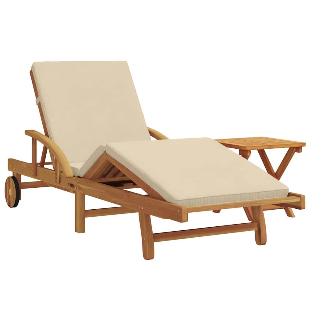vidaXL Sun Lounger 2 pcs Solid Acacia Wood Beige