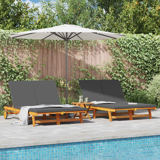 vidaXL Sun Lounger Brown 125 x 200 x 84 cm Solid Acacia Wood
