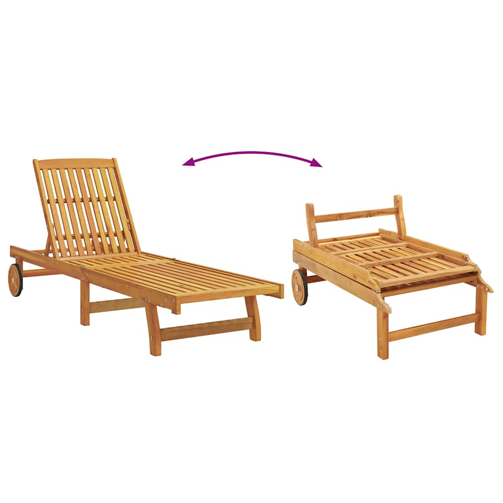 vidaXL Sun Loungers 2 pcs with Wheels Solid Wood Acacia