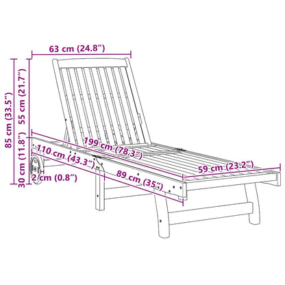 vidaXL Sun Loungers 2 pcs with Wheels Solid Wood Acacia