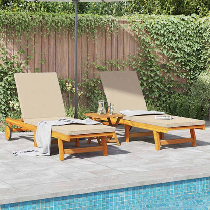 vidaXL Sun Lounger Reclining 2-person 2 pcs Brown Solid Acacia Wood