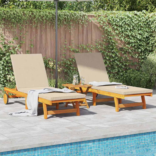 vidaXL Sun Lounger 2 pcs Solid Acacia Wood Brown