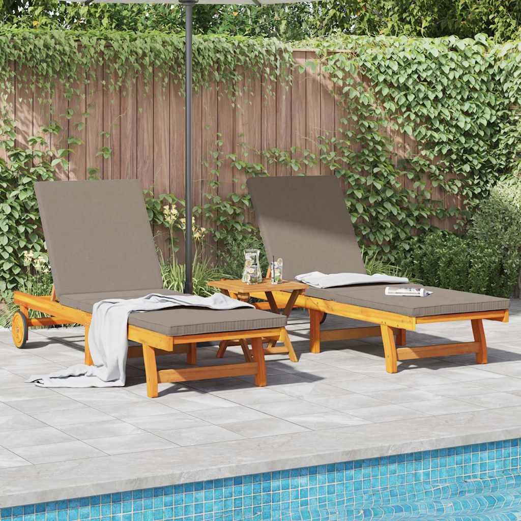 vidaXL Sun Lounger 2 pcs Solid Acacia Wood Brown