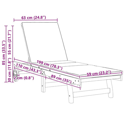 vidaXL Sun Lounger 2 pcs Solid Acacia Wood Brown