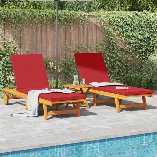 vidaXL Sun Lounger Reclining 2-person 2 pcs Brown Solid Acacia Wood