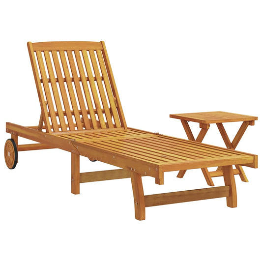 vidaXL Sun Lounger | Set of 2 | Brown | Solid acacia wood | Standard | Foldable