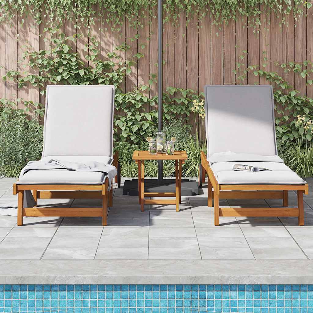 vidaXL Sun Lounger | Set of 3 | Acacia Wood Brown | Solid Acacia Wood