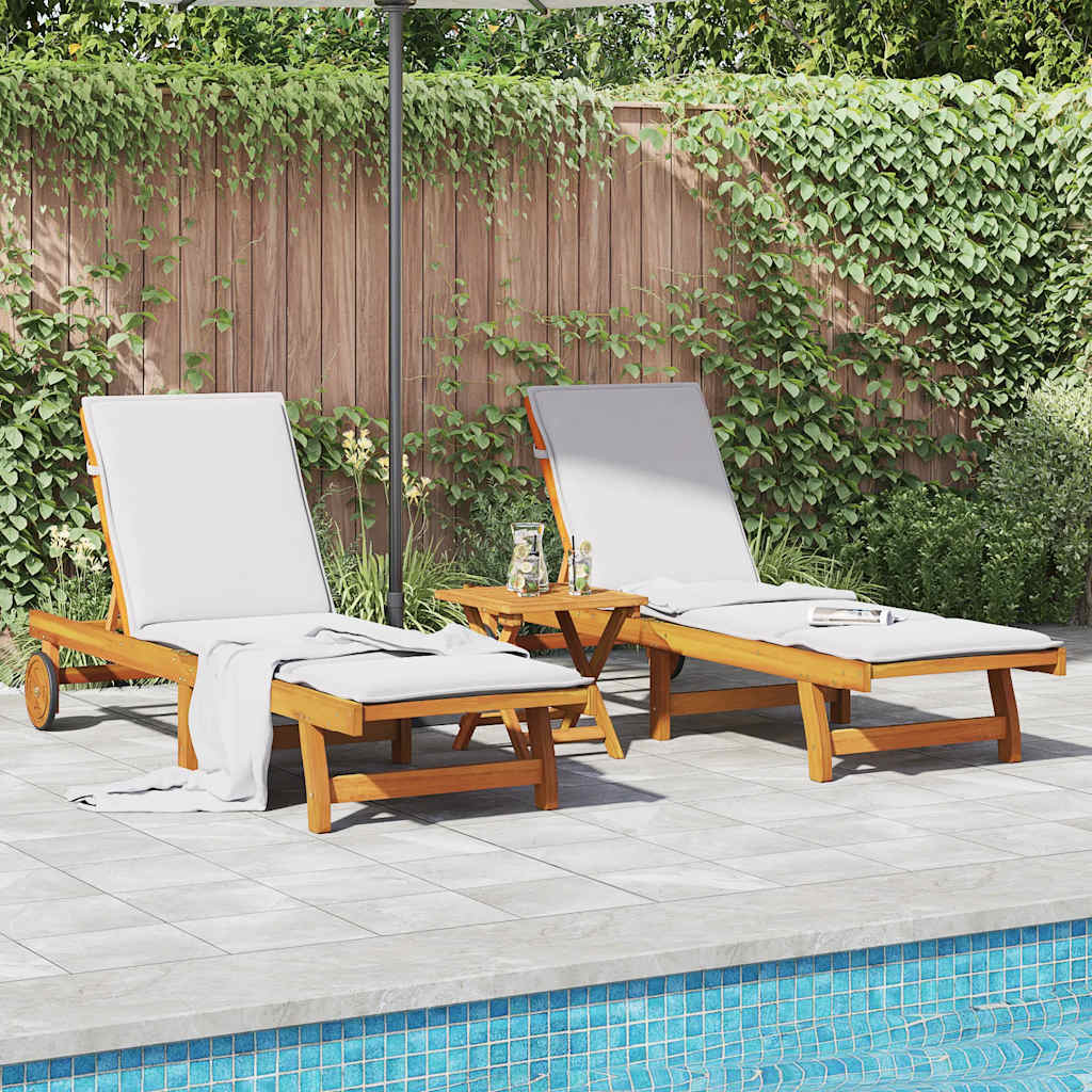 vidaXL Sun Lounger | Set of 3 | Acacia Wood Brown | Solid Acacia Wood
