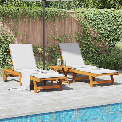 vidaXL Sun Lounger | Set of 3 | Acacia Wood Brown | Solid Acacia Wood