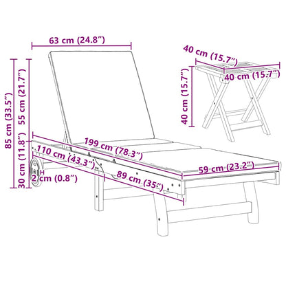 vidaXL Sun Lounger 3 pcs Solid Acacia Wood Brown
