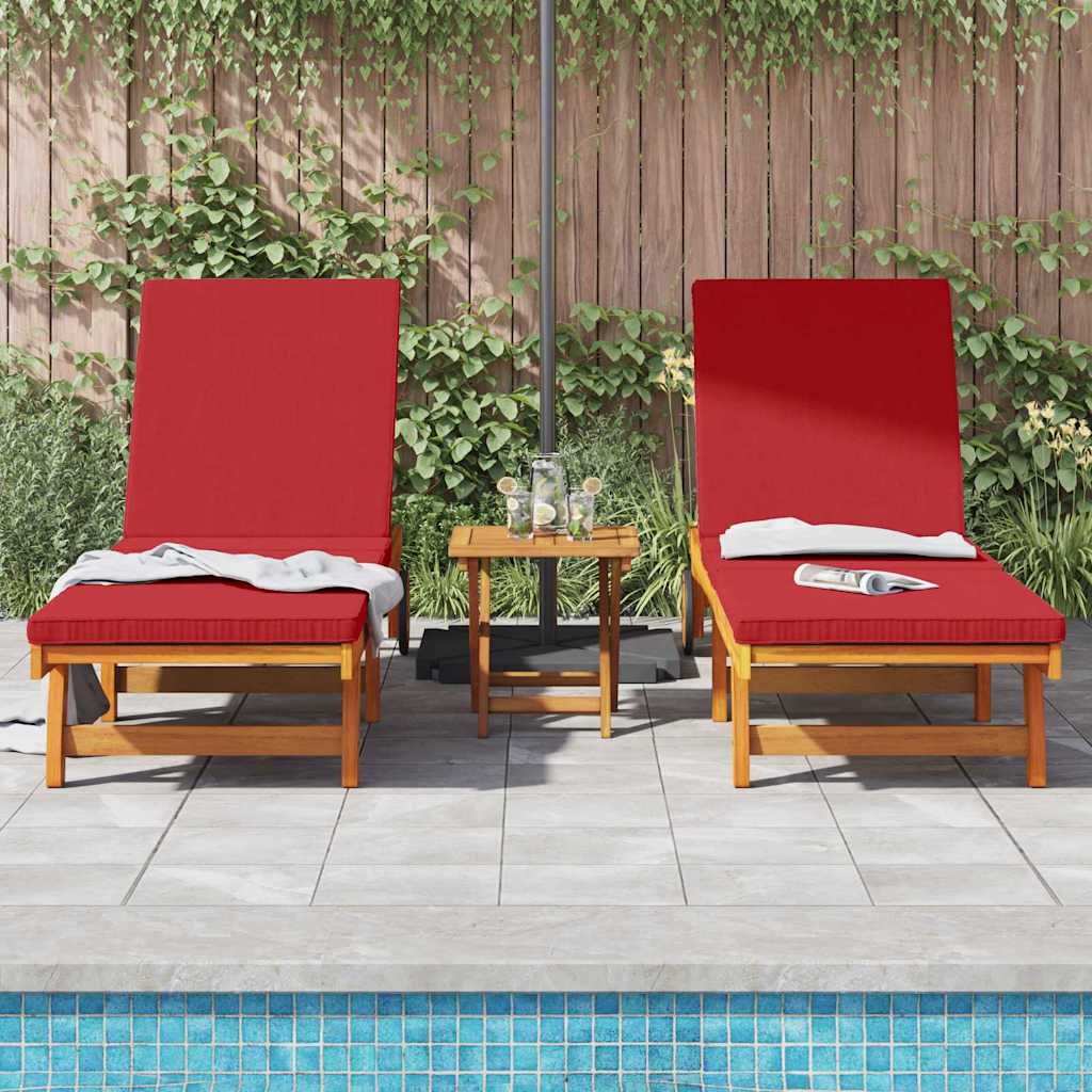 vidaXL Sun Lounger Reclining 2-person 3 pcs Brown Solid Acacia Wood