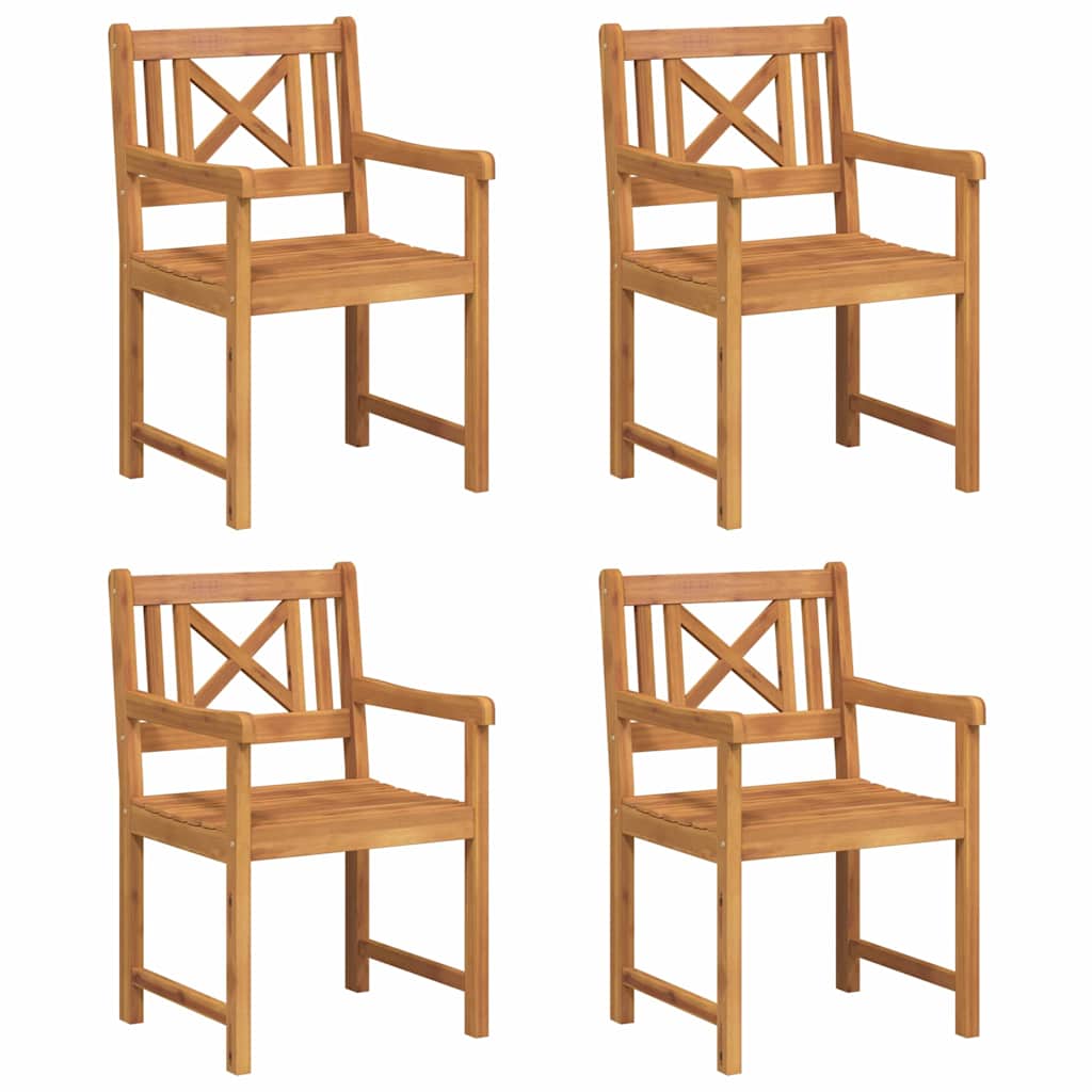 vidaXL Garden Chairs 4 pcs Natural Solid Acacia Wood